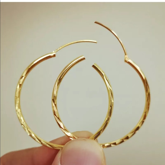 💎18k Gold Hoop Earrings ear ring - Picture 10 of 12